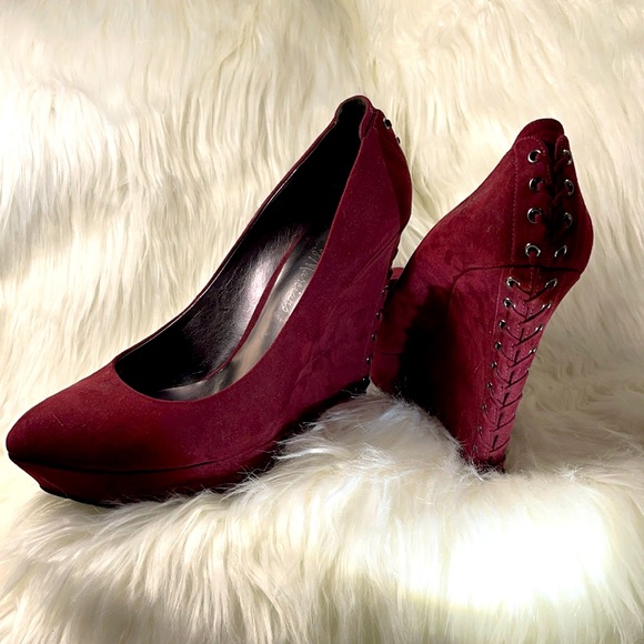 Guess by Marciano Shoes - Guess by Marciano Burgundy Corset Wedge